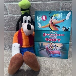 EUC!! Disney Brand 18” Goofy Plush/Stuffy Toy & 5 Minute Stories Book